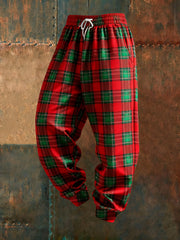 Men's Christmas Plaid Print Casual Pants