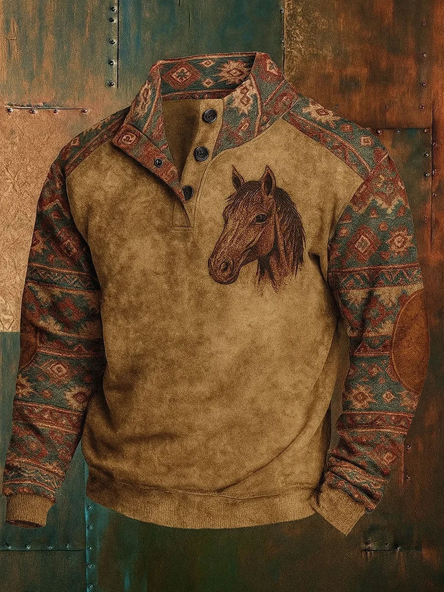 Men's Western Style Art Printed Sweatshirt