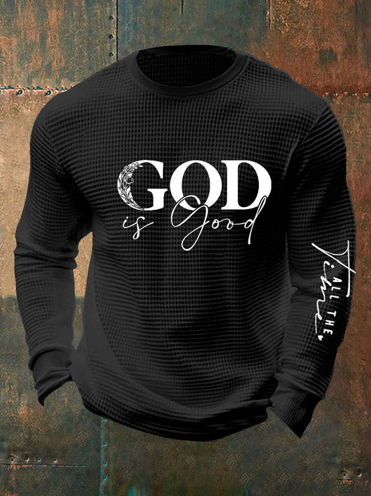 Men's God Is Good All The Time Waffle Long Sleeve T-Shirt