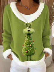 Women's Christmas Tree Animal V-Neck Tops