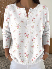 Women's Plants Flowers Print Knit Top