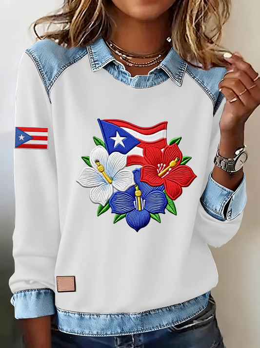Women's Puerto Rico Patchwork Sweatshirt
