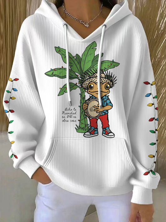Women's Funny Puerto Rico Christmas Printed Hoodie