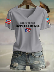 Women's Funny Bunny Football Music Lover Printed T-shirt