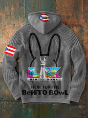 Men's Funny Bunny Football Music Lover Printed Hoodie