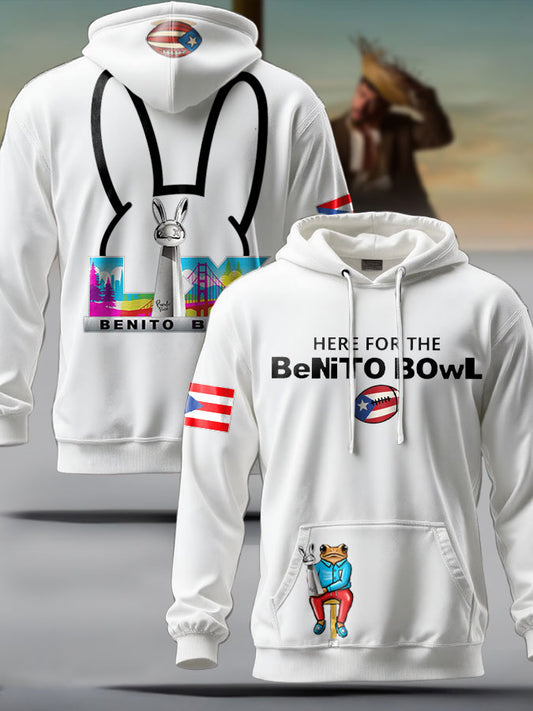 Unisex Funny Bunny Football Music Lover Printed Hoodie