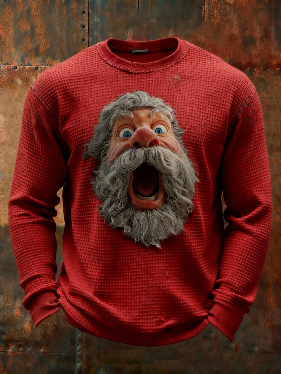 Men's Santa Claus Waffle Long Sleeve T-Shirt