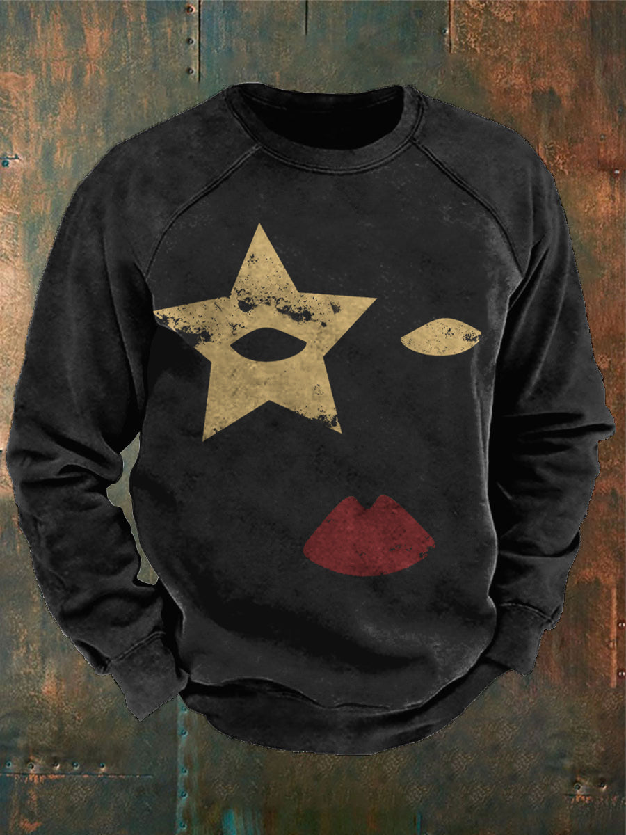 Mne's Rock Band Print Casual Sweatshirt