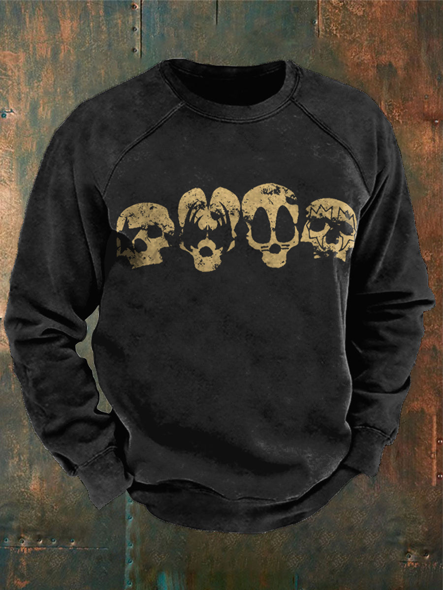 Mne's Rock Band Print Casual Sweatshirt