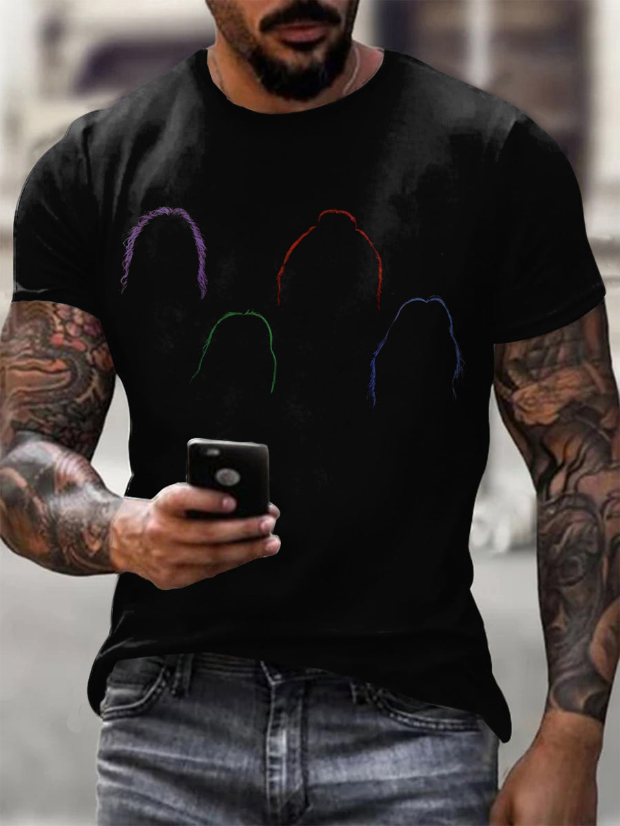 Mne's Rock Band Print Casual T-shirt