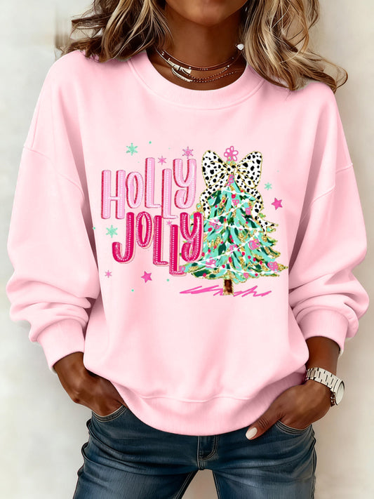Women's Holly Jolly Christmas Tree Print Casual Sweatshirt