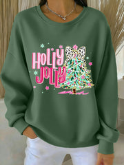 Women's Holly Jolly Christmas Tree Print Casual Sweatshirt