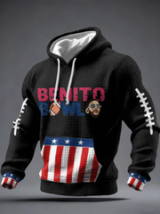 Men's Bunny Football Music Lover Printed Hoodie