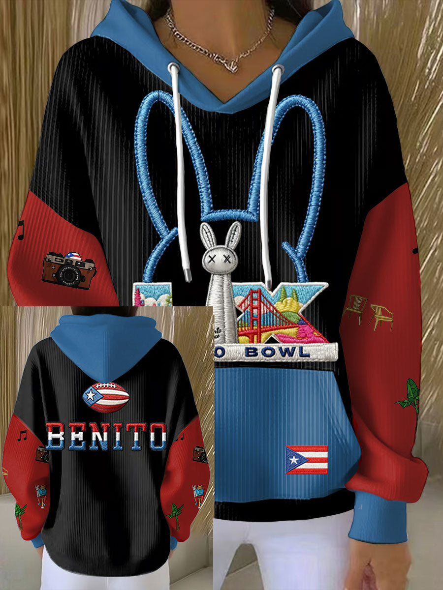 Unisex Bunny Football Music Lover Printed Hoodie