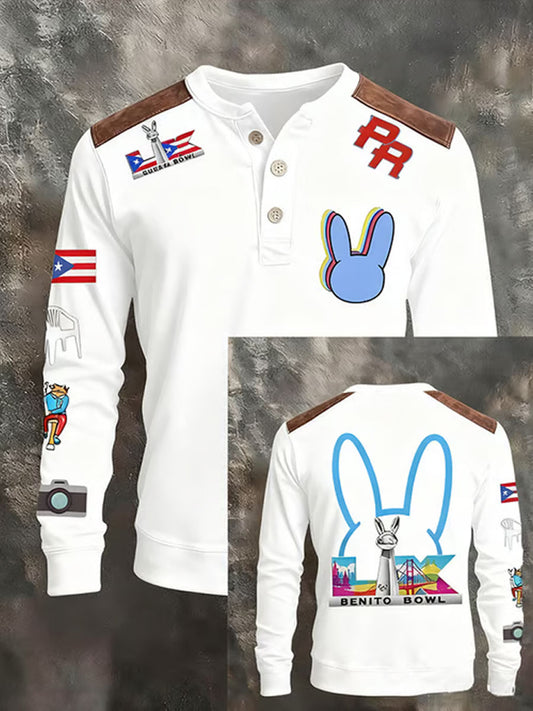 Men's Bunny Football Music Lover Printed Tops