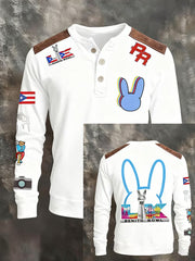 Men's Bunny Football Music Lover Printed Tops