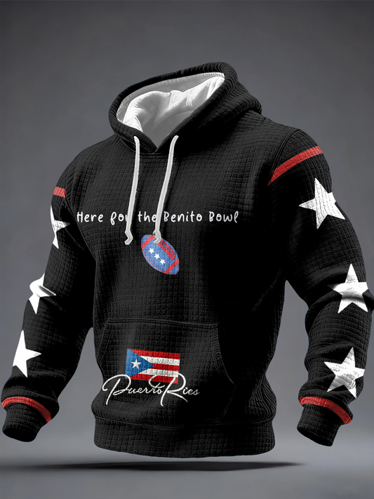 Men's Bunny Football Music Lover Printed Hoodie