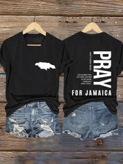 Women'sHurricane Melissa Jamaica Stronger Than The Storm  Pray For Jamaica V-Neck Tee