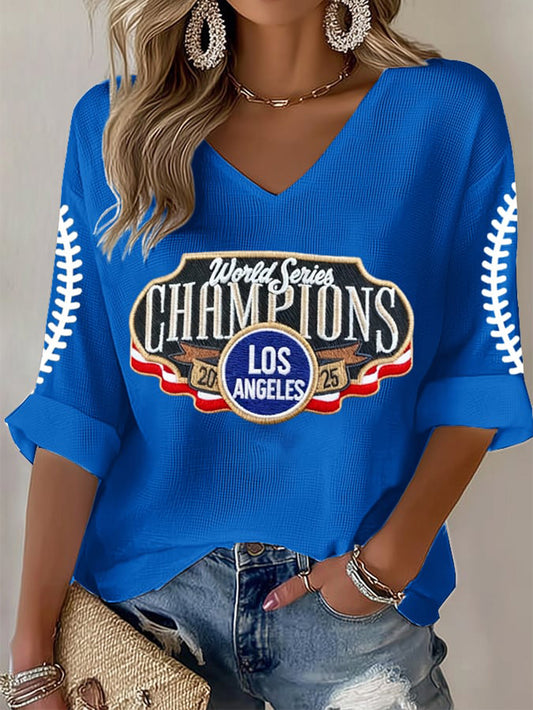 Women's Baseball World Champions 2025 Print Casual Long-Sleeve T-Shirt