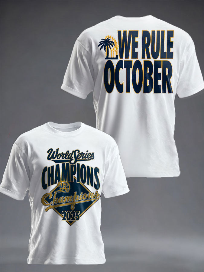 Men's Champions Baseball Lover We Rule October Printed T-shirt
