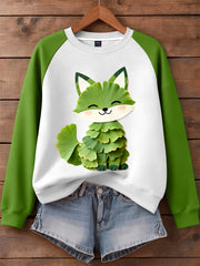 Women's Ginkgo Leaf Fox Pattern Sweatshirt