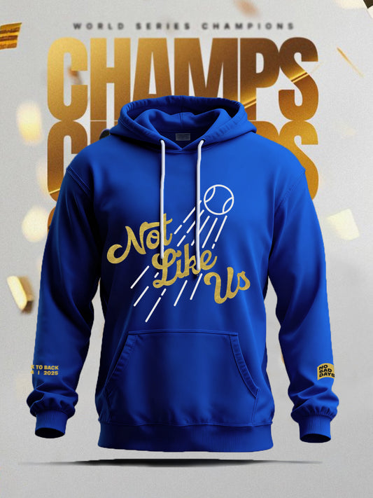 Men's They Not Like Us Baseball LAD Champions Print Casual Hoodie