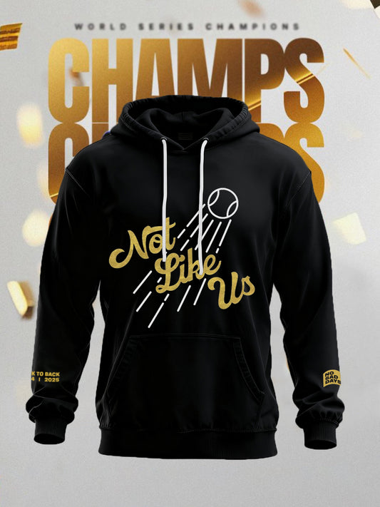 Men's They Not Like Us Baseball LAD Champions Print Casual Hoodie