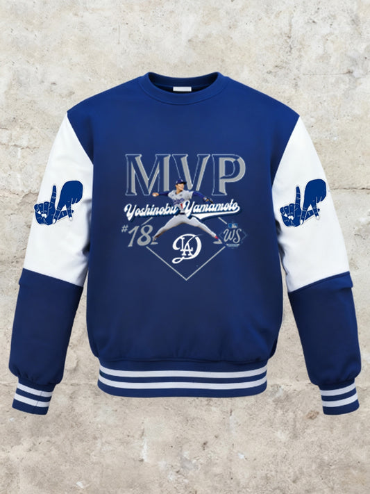 Men's Los Angeles Dodgers Yohji Yamamoto MVP World Series Champion 2025 Reversible Baseball Crew Neck Sweatshirt