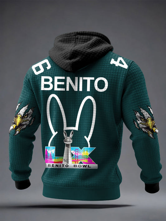 Men's Bunny Music Football Lover Eagle Printed Hoodie