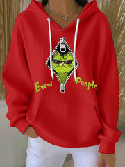 Women's Funny Christmas Grinch Cat Eww People Print Casual Hoodie