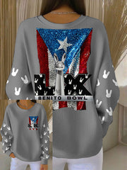 Women's Bunny Music Football Lover Printed Sweatshirt