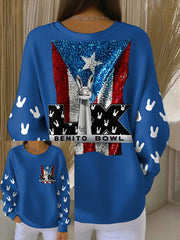 Women's Bunny Music Football Lover Printed Sweatshirt