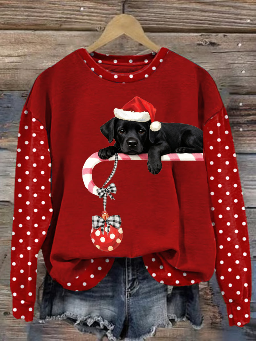 Women's Christmas Cute Dog Print Casual Sweatshirt