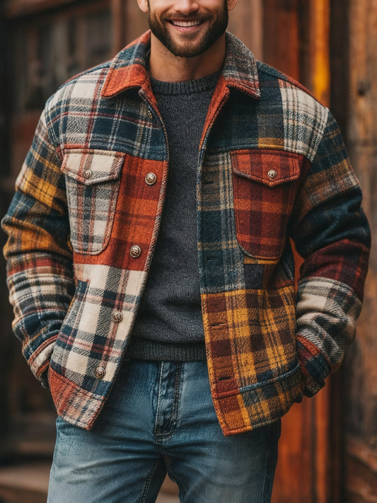 Men's Casual Checkered Jacket
