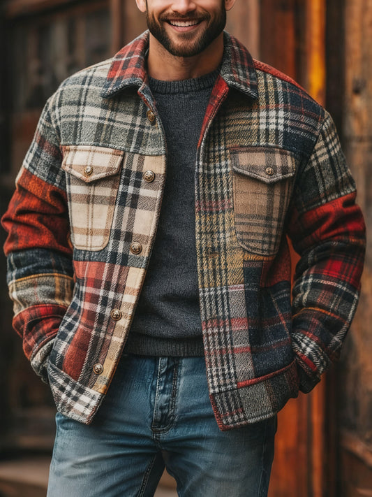 Men's Casual Checkered Jacket