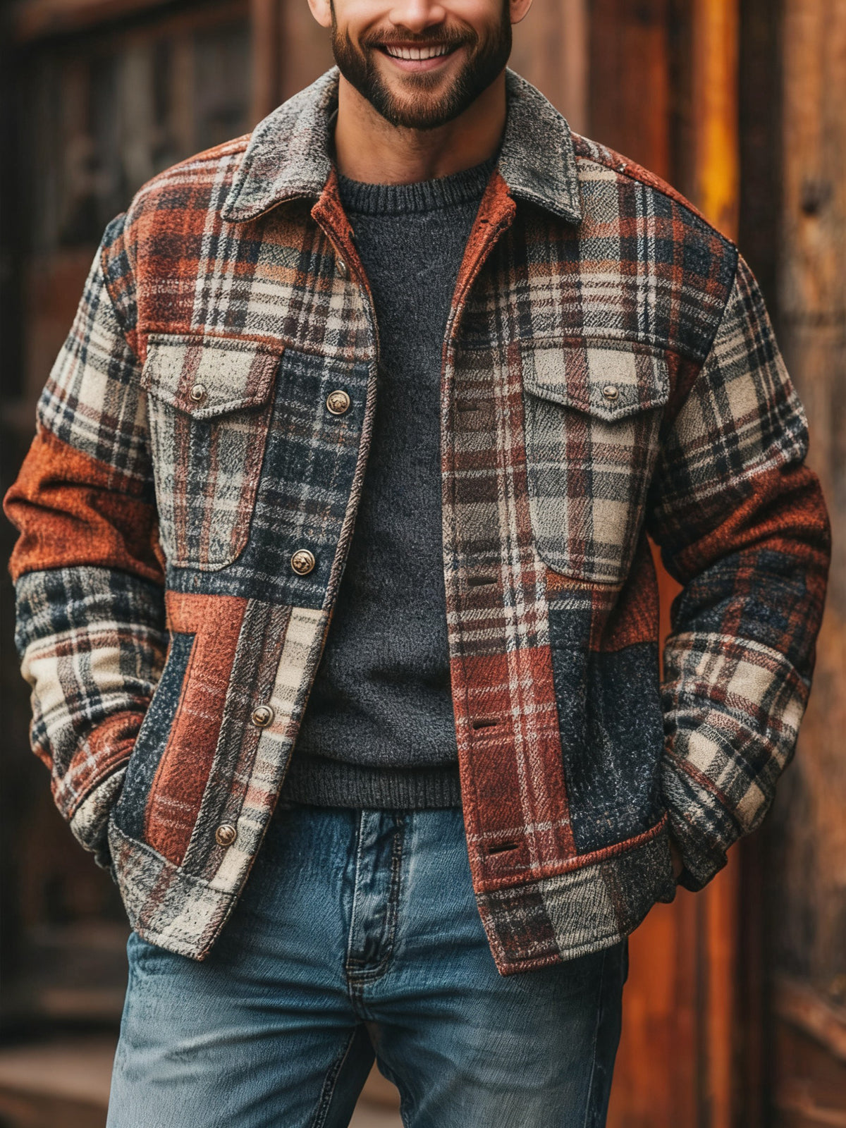 Men's Casual Checkered Jacket
