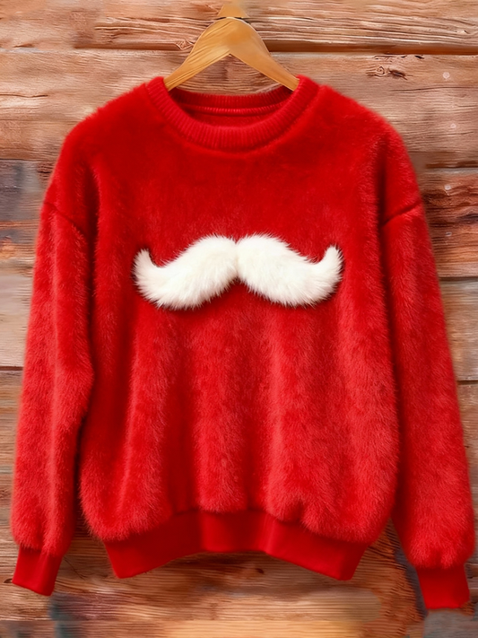 Women's Maglione di Natale con Barba di Babbo Natale Flannel Hoodie