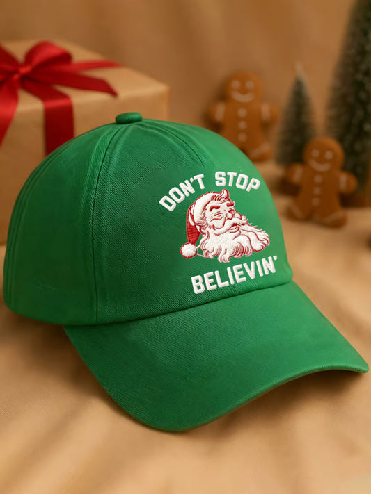 Unisex Christmas Don't Stop Believin' Santa Claus Print Hat