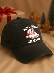 Unisex Christmas Don't Stop Believin' Santa Claus Print Hat