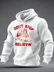 Men's Christmas Don't Stop Believin Checkered Hoodie