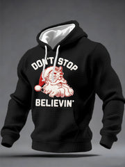 Men's Christmas Don't Stop Believin Checkered Hoodie