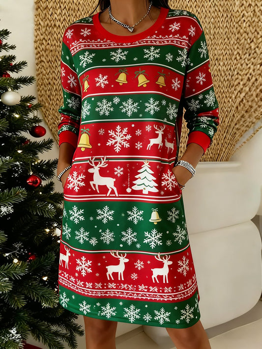 Women's Vintage Christmas Printed Dress