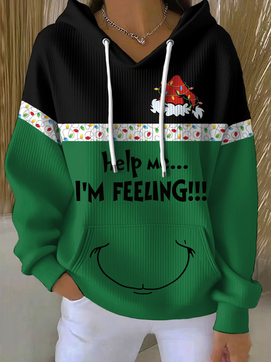 Women's Christmas Funny Feeling Printed Hoodie