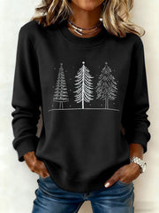 Women's Christmas Tree FDT Print Casual Sweatshirt