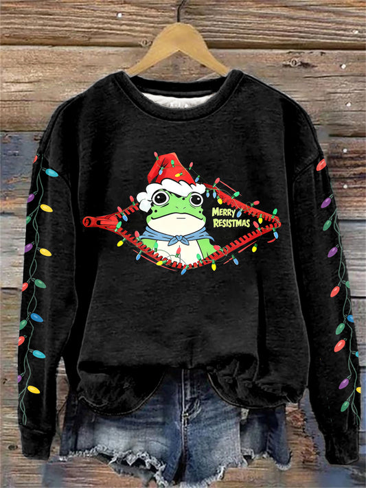 Women's Merry Resistmas Resist Frog Sweatshirt