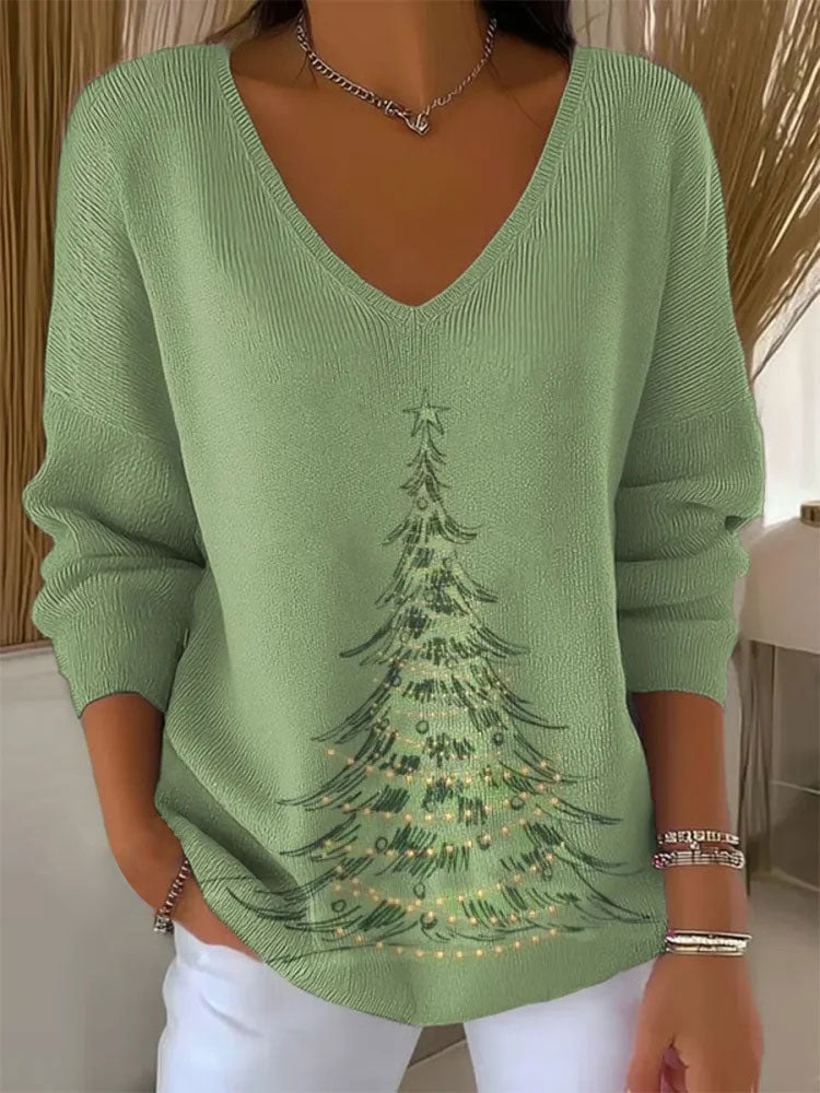 Women's Christmas Tree Print Casual Top