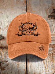 Highland cow print casual unisex cap