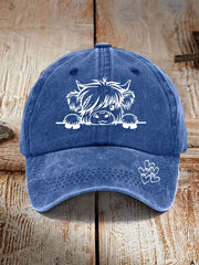 Highland cow print casual unisex cap