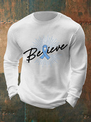 Men's Prostate Cancer Awareness Waffle Print Casual T-Shirt