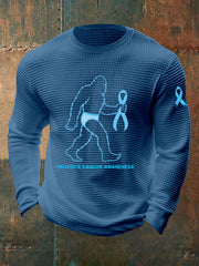 Men's Prostate Cancer Awareness Waffle Print Casual T-Shirt
